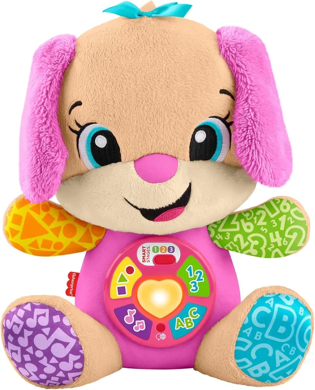 Pelúcia musical Irmã do Cachorrinho Aprende Comigo Fisher-Price rosa