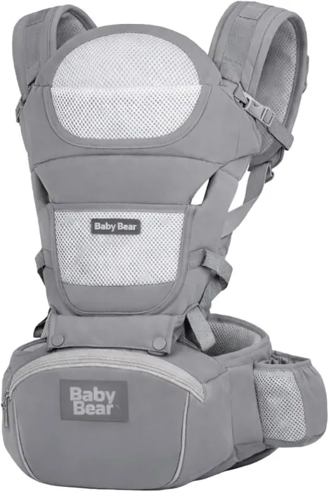 Bolsa canguru Baby Bear Premium 3 em 1 cinza