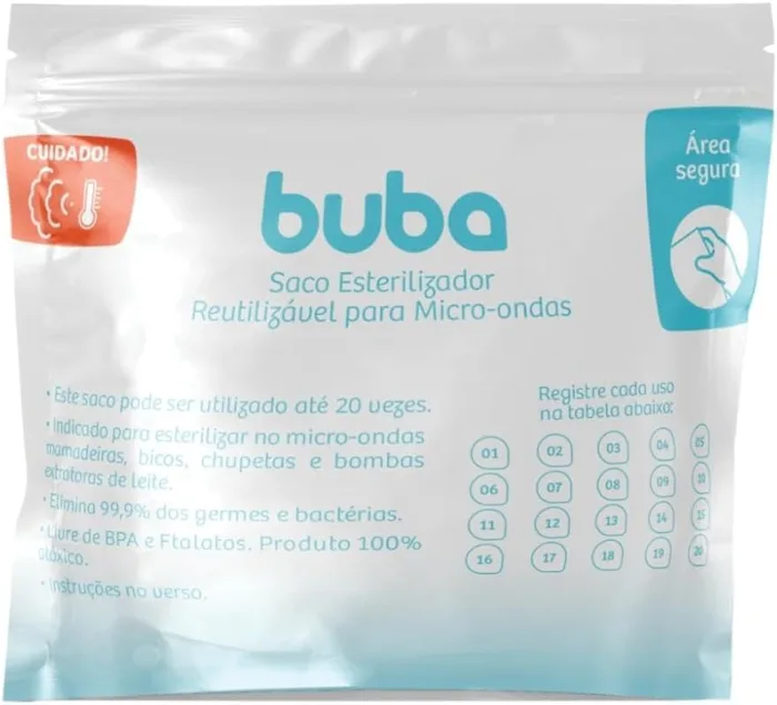 Saco esterilizador reutilizável Buba para micro-ondas