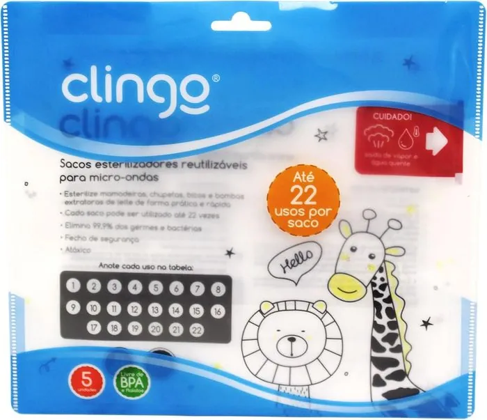 Saco esterilizador Clingo girafa e leão