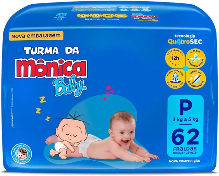 Fralda Turma da Mônica Baby tamanho P
