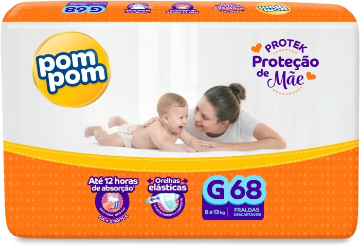 Fralda Pom Pom Protek Proteção de Mãe tamanho G