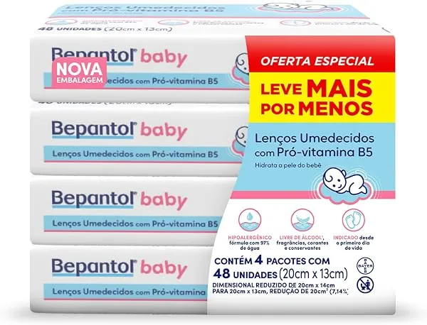 Lenço umedecido Bepantol Baby hipoalergênico 192 unidades