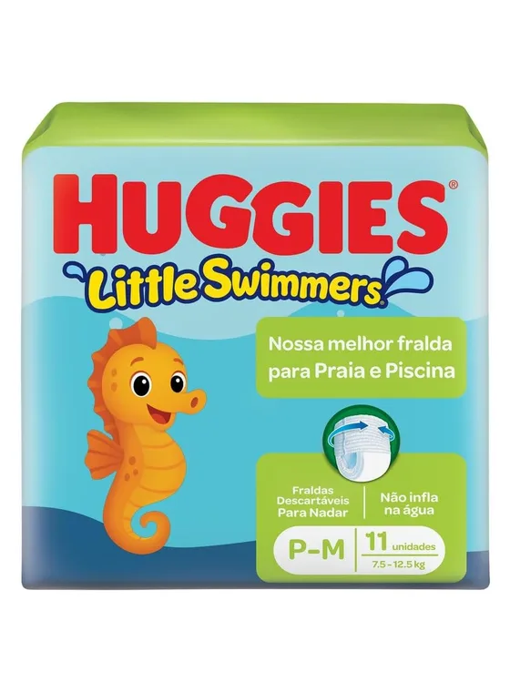 Pacote de fralda de piscina Huggies Little Swimmers tamanho P/M com 11 unidades