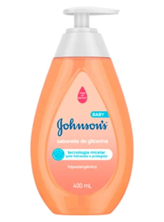 Frasco de 400 ml do sabonete líquido de glicerina Johnson's Baby da cabeça aos pés
